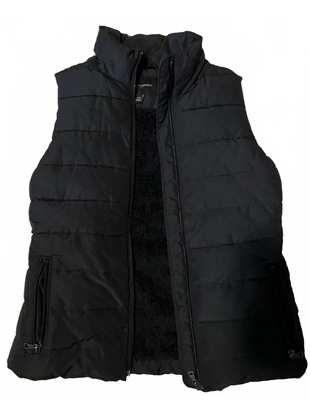 Banana Republic Women's Black Quilted Puffer Vest with Sherpa Lining XS